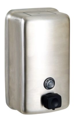 ML605BS - Vertical Button Pump Soap Dispenser in Satin Stainless Steel