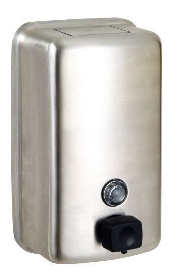 ML605BS - Vertical Button Pump Soap Dispenser in Satin Stainless Steel